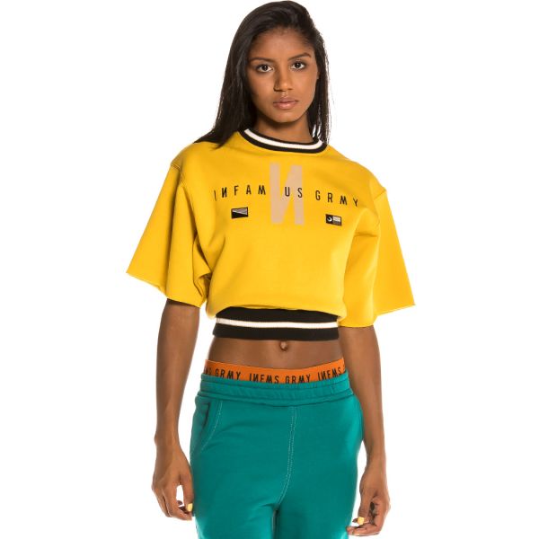 Camiseta Grimey Chica Nite Marauder Fleece Girl Crop Top FW20 Mustard